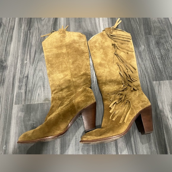 Ash Tan Suede Heeled Boots - Picture 3 of 4